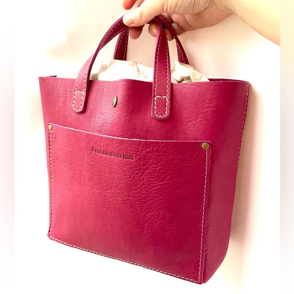 Portland Leather Mini Crossbody Tote in Hibiscus 🌸